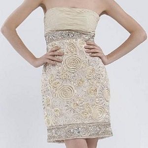 NWT Sue Wong Black Strapless Cocktail Dress